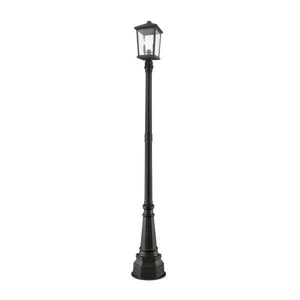 Z-Lite Beacon 3 Light Outdoor Post Mounted Fixture, Oil Rubbed Bronze & Clear Beveled 568PHXLR-564P-ORB - main